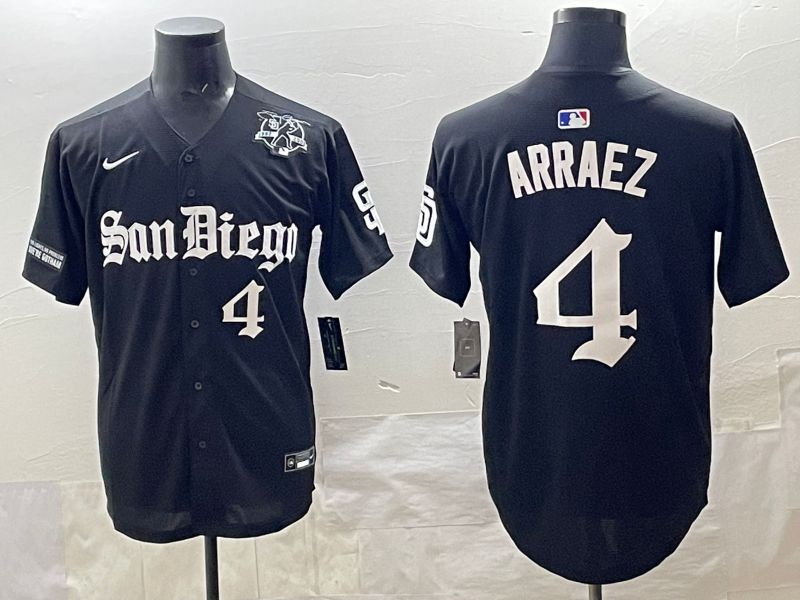 Men 2025 San Diego Padres #4 Arraez Black Five generations Joint Name Nike MLB Jersey style 14->san diego padres->MLB Jersey